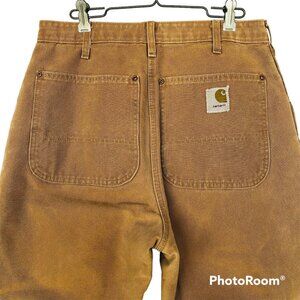 Vtg Carhartt Red Quilted Lined Pants 34x30 Brown Duck Insulated Logger Work USA